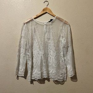 Forever 21 Sheer Button Back Top sz L